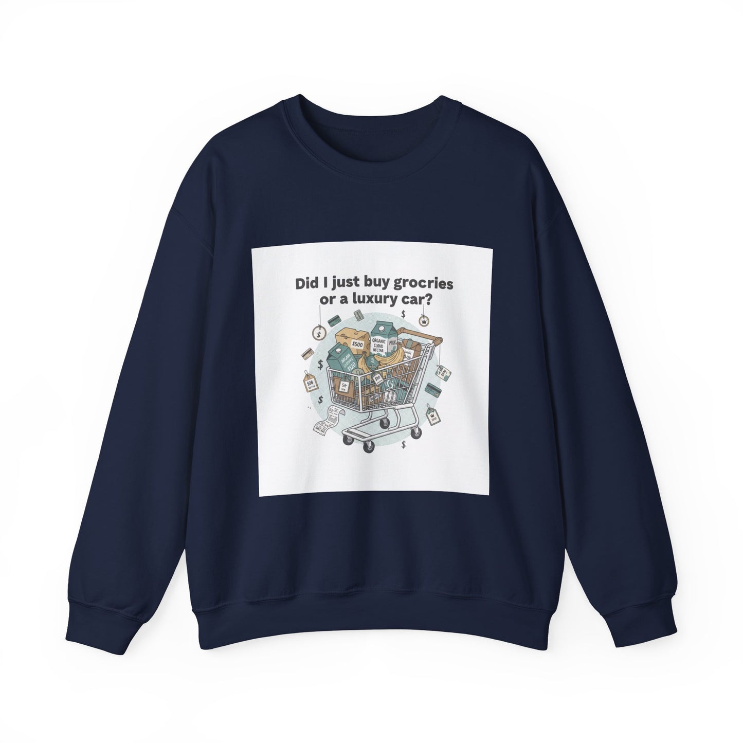 Grocery Prices Meme Crewneck | grocery prices shirt, budget humor sweatshirt