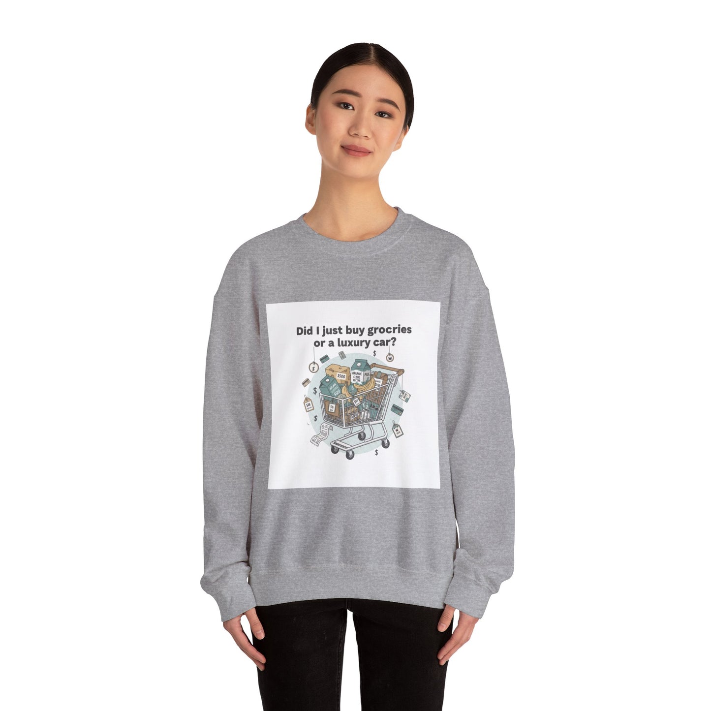 Grocery Prices Meme Crewneck | grocery prices shirt, budget humor sweatshirt