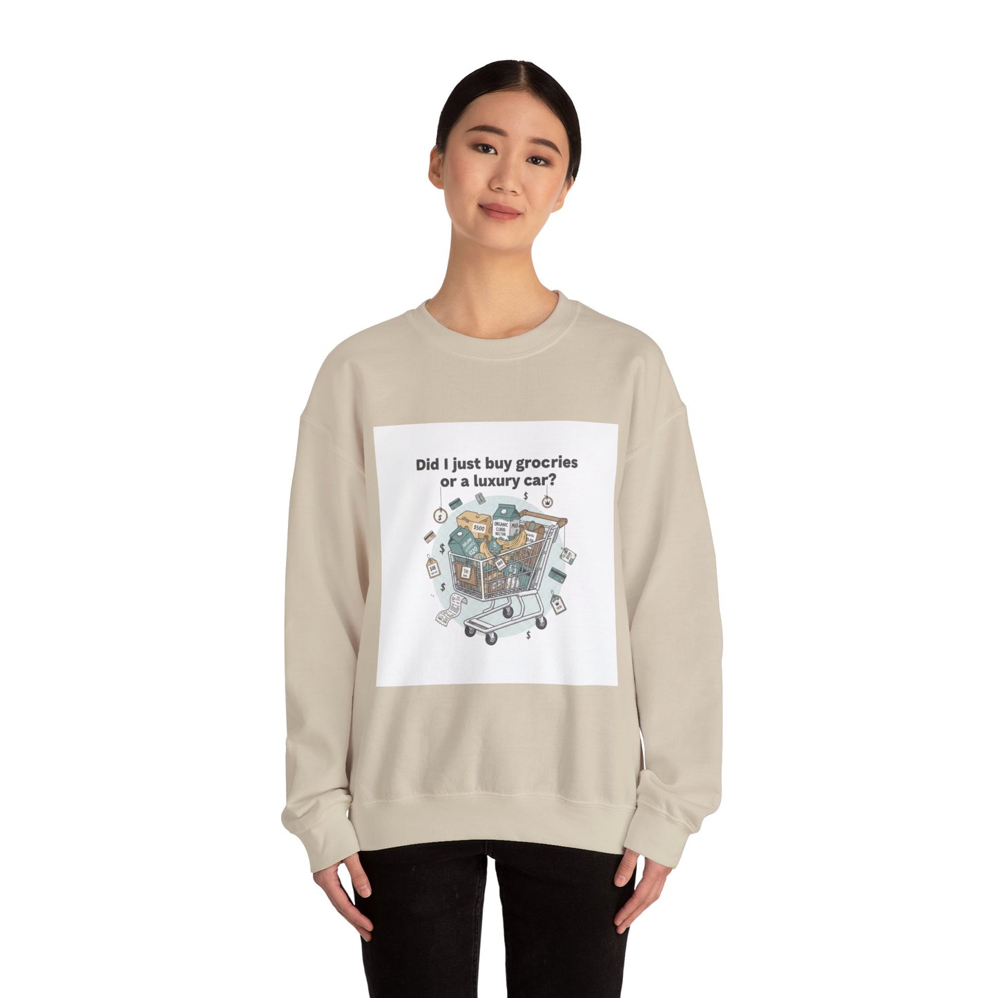 Grocery Prices Meme Crewneck | grocery prices shirt, budget humor sweatshirt
