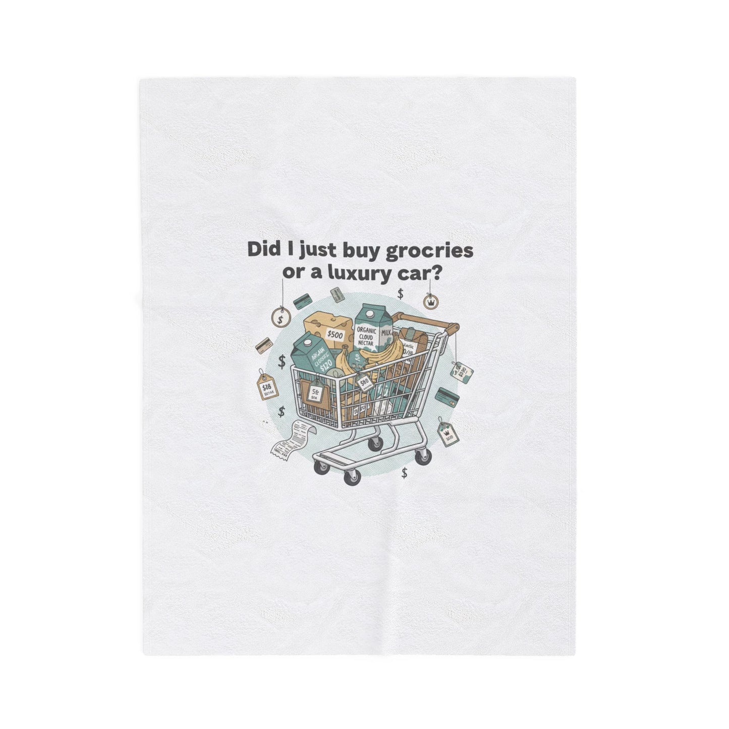 Did I Just Buy Groceries or a Luxury Car? Velveteen Plush Blanket | grocery prices meme, budget humor