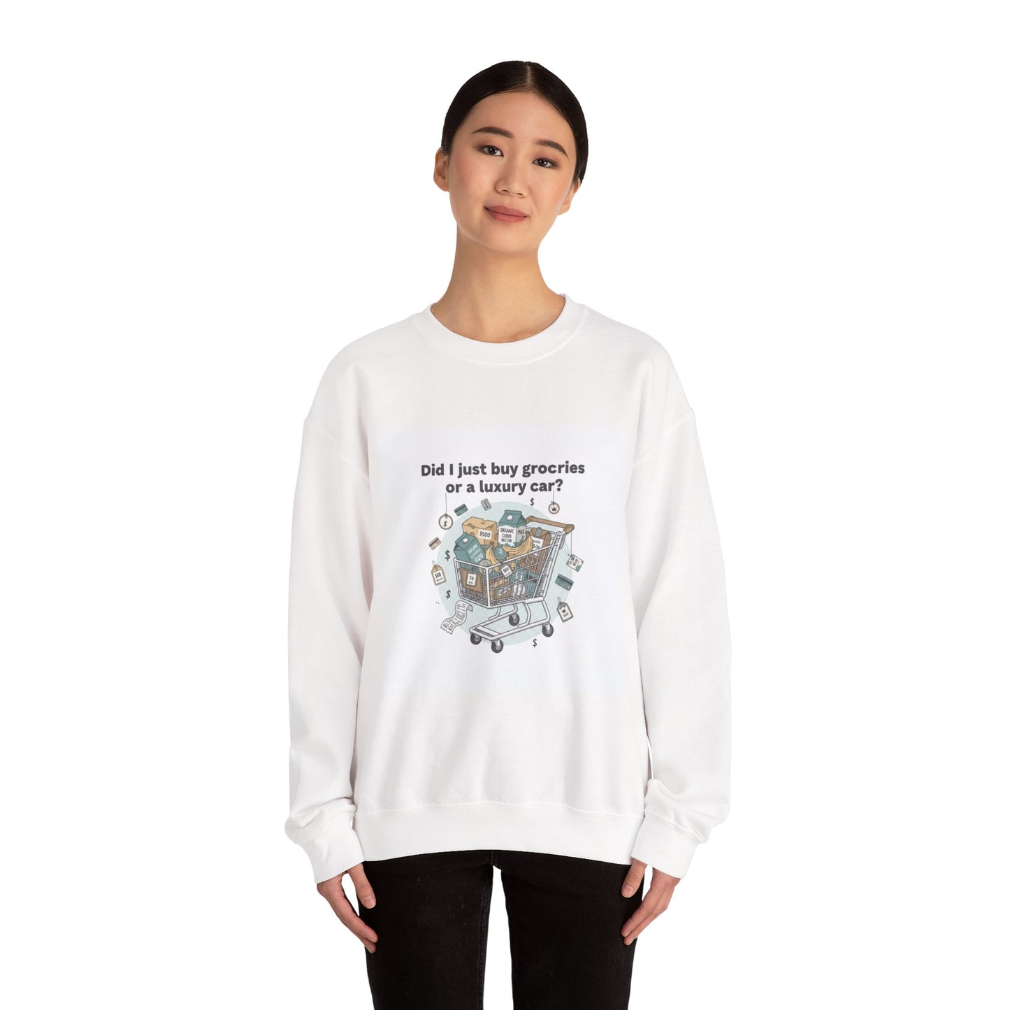 Grocery Prices Meme Crewneck | grocery prices shirt, budget humor sweatshirt